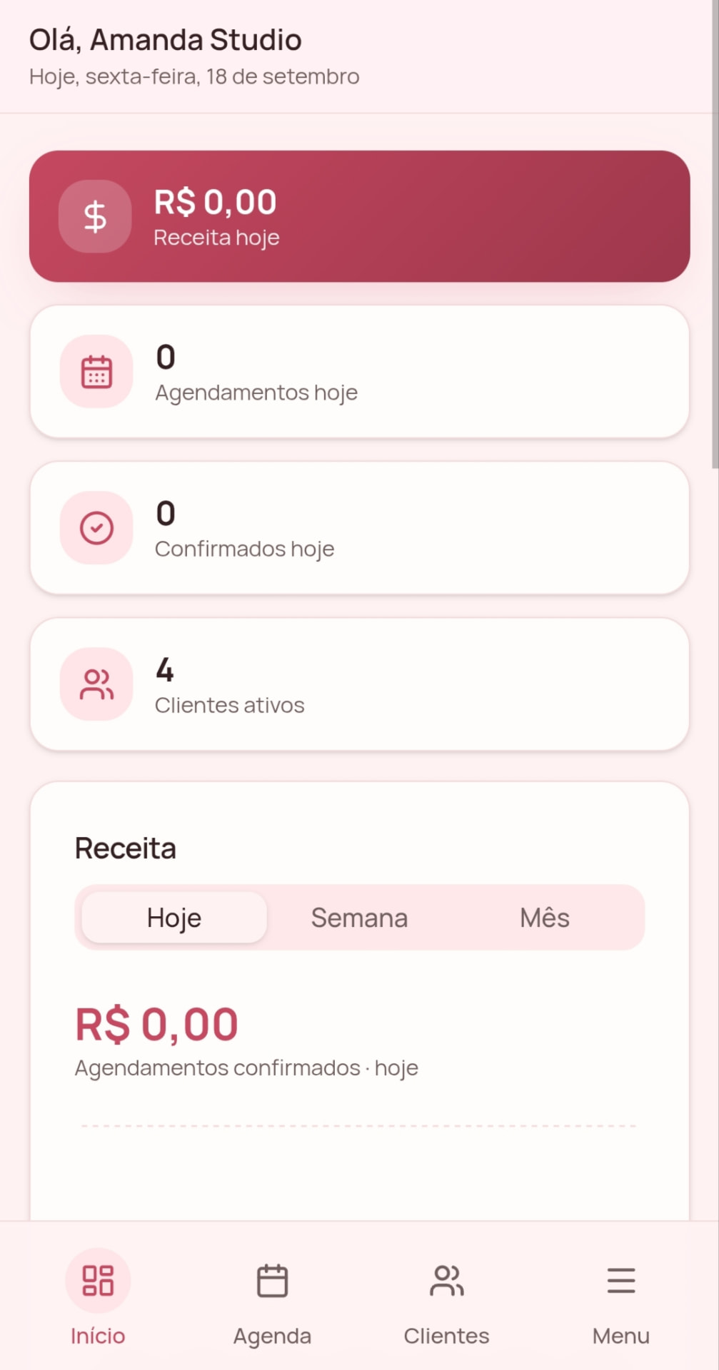 Tela do AZENDA: Painel geral